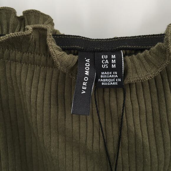 Vero Moda Women's Rib Off-The-Shoulder Bodycon Dress Ivy Green Size Medium NWT - Picture 5 of 8